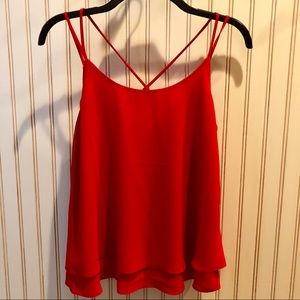 Red flowy tank top